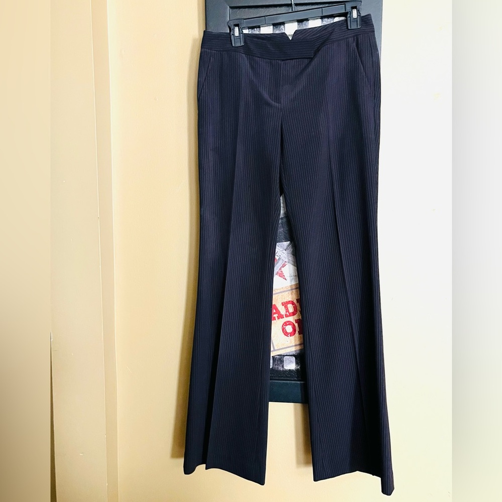 TAHARI Women's Pants Low Rise Wide Leg Stripes size 4 Black stripes - Picture 9 of 9